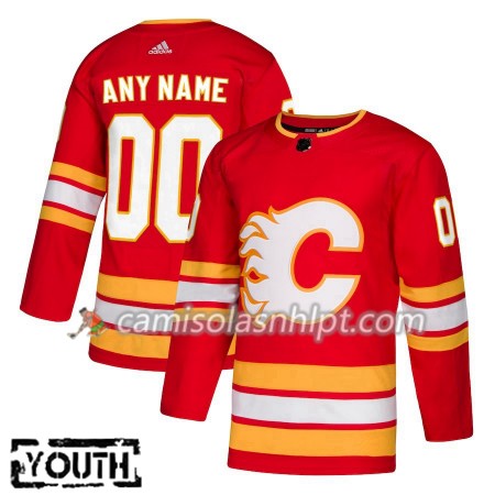 Camisola Calgary Flames Personalizado Adidas 2018-2019 Alternate Authentic - Criança